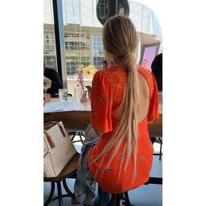 Mockingbird Coral Red Floral Backless Dress FP